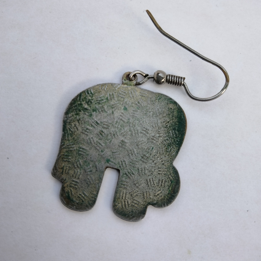 Vintage Cloisonne Enamel Purple Lucky Elephant Dangle Earrings - Picture 4 of 8
